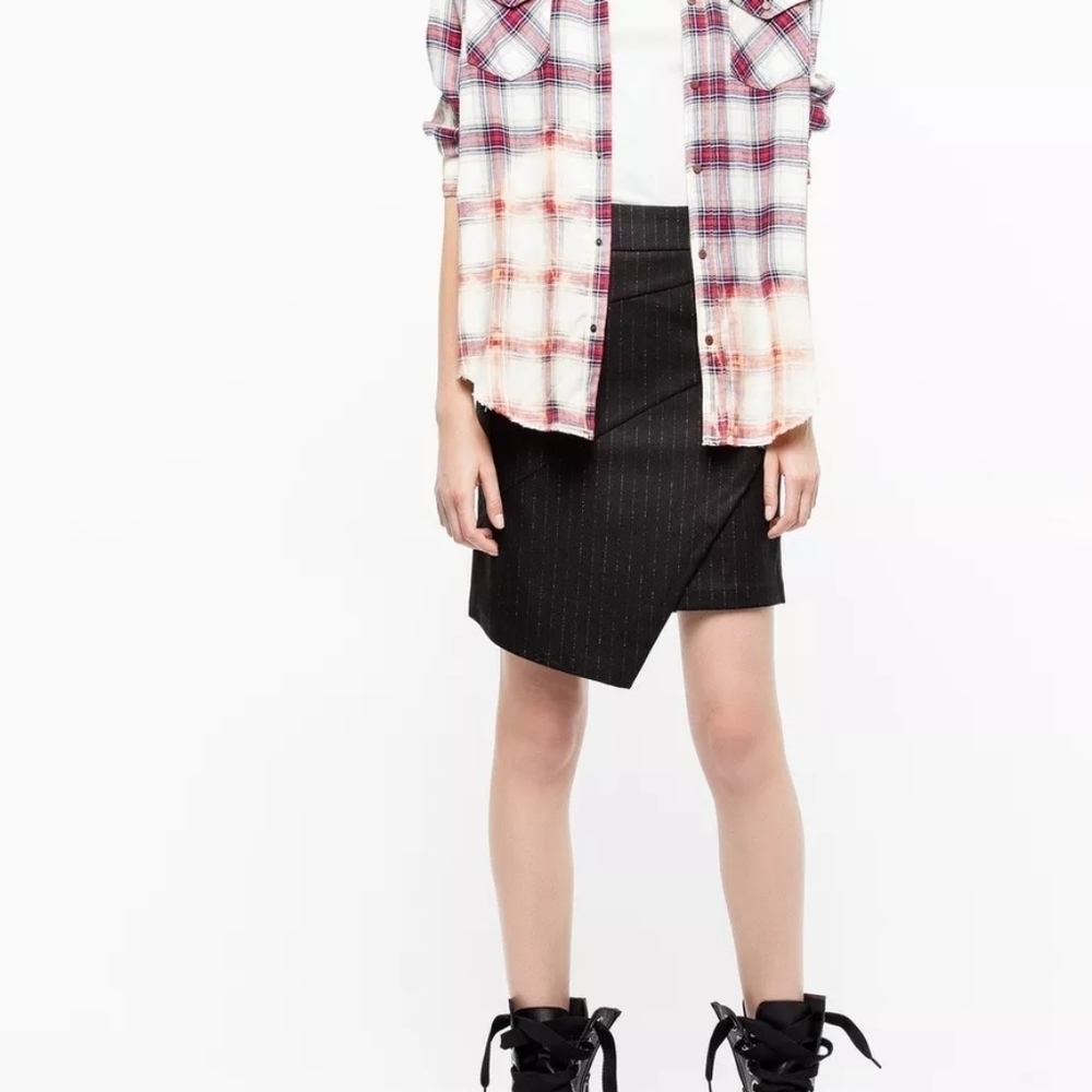 NWT‎ Zadig Voltaire Draped Pinstripe Skirt Sz 34 XS